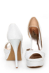 Qupid Neutral 249 Stone Ruched Peep Toe D'Orsay Pumps