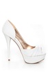 Qupid Neutral 249 Stone Ruched Peep Toe D'Orsay Pumps