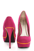 Qupid Neutral 266 Fuchsia Velvet Neon-Trimmed Platform Pumps