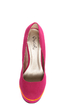 Qupid Neutral 266 Fuchsia Velvet Neon-Trimmed Platform Pumps