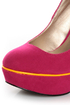Qupid Neutral 266 Fuchsia Velvet Neon-Trimmed Platform Pumps