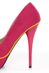 Qupid Neutral 266 Fuchsia Velvet Neon-Trimmed Platform Pumps