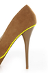 Qupid Neutral 266 Taupe Velvet Neon-Trimmed Platform Pumps