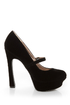 Qupid Pageant 25 Black Velvet Platform Mary Jane Pumps