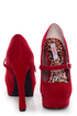 Qupid Pageant 25 Red Velvet Platform Mary Jane Pumps