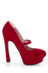 Qupid Pageant 25 Red Velvet Platform Mary Jane Pumps