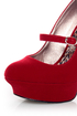 Qupid Pageant 25 Red Velvet Platform Mary Jane Pumps