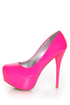 Qupid Parallel 09 Neon Pink Platform Pumps
