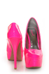 Qupid Parallel 09 Neon Pink Platform Pumps