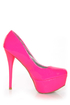 Qupid Parallel 09 Neon Pink Platform Pumps