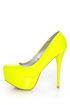 Qupid Parallel 09 Neon Yellow Platform Pumps