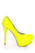 Qupid Parallel 09 Neon Yellow Platform Pumps