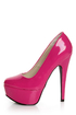 Qupid Penelope 01 Fuchsia Patent Platform Pumps