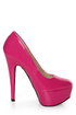 Qupid Penelope 01 Fuchsia Patent Platform Pumps