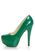 Qupid Penelope 01 Green Patent Platform Pumps