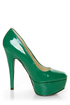Qupid Penelope 01 Green Patent Platform Pumps