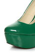 Qupid Penelope 01 Green Patent Platform Pumps