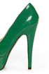 Qupid Penelope 01 Green Patent Platform Pumps