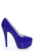 Qupid Penelope 01 Royal Blue Patent Platform Pumps