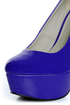 Qupid Penelope 01 Royal Blue Patent Platform Pumps