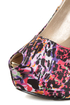 Qupid Penelope 58 Fuchsia Multi Print Studded Platform Pumps