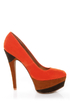 Qupid Penelope 62 Orange Color Block Platform Pumps