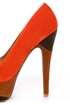 Qupid Penelope 62 Orange Color Block Platform Pumps