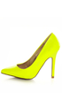Qupid Potion 01 Neon Yellow Patent Pointed Pumps