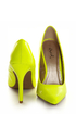 Qupid Potion 01 Neon Yellow Patent Pointed Pumps