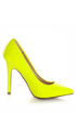 Qupid Potion 01 Neon Yellow Patent Pointed Pumps