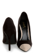 Qupid Potion 05 Black and Beige Cap-Toe Pointed Pumps