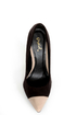 Qupid Potion 05 Black and Beige Cap-Toe Pointed Pumps