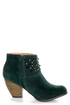 Qupid Priority 46 Green Velvet Spiked and Studded Ankle Boots