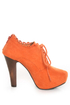 Qupid Puffin 34 Orange Suede Lace-Up Ankle Booties