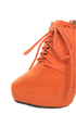 Qupid Puffin 34 Orange Suede Lace-Up Ankle Booties
