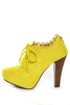 Qupid Puffin 34 Yellow Suede Lace-Up Ankle Booties