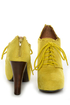 Qupid Puffin 34 Yellow Suede Lace-Up Ankle Booties