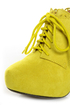 Qupid Puffin 34 Yellow Suede Lace-Up Ankle Booties