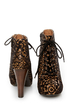 Qupid Puffin 39 Black Fabric Lacy Lace-Up Booties