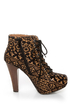 Qupid Puffin 39 Black Fabric Lacy Lace-Up Booties