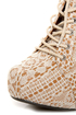 Qupid Puffin 39 Ivory Fabric Lacy Lace-Up Booties