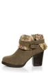Qupid Rosdale 11 Dark Taupe Tapestry Convertible Boots