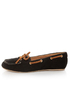 Qupid Serina 720 Black Suede Moccasin-Meets-Boat Shoe Flats