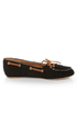 Qupid Serina 720 Black Suede Moccasin-Meets-Boat Shoe Flats