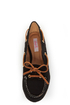 Qupid Serina 720 Black Suede Moccasin-Meets-Boat Shoe Flats