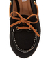 Qupid Serina 720 Black Suede Moccasin-Meets-Boat Shoe Flats
