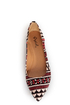 Qupid Site 01 Black and Beige Fabric Print Pointed Flats