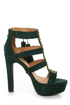 Qupid Luxe Spirite Green Velvet Studded Tassel Heels