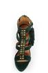 Qupid Luxe Spirite Green Velvet Studded Tassel Heels