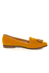 Qupid Strip 40 Mustard Velvet Tassel Smoking Slipper Flats